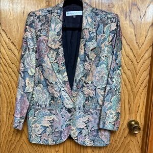 Tony Lambert Floral Tapestry Blazer Size 6 Vintage.